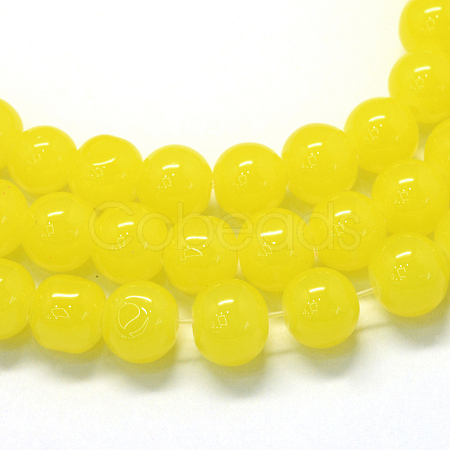 Baking Paint Imitation Jade Glass Round Bead Strands X-DGLA-Q021-10mm-24-1