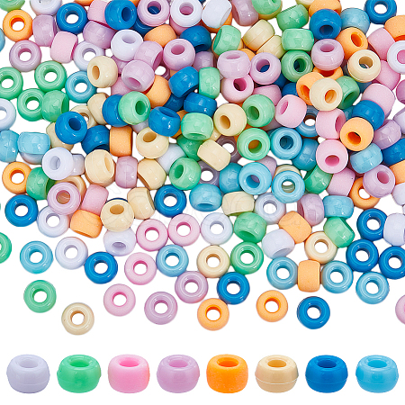 SUNNYCLUE 800Pcs 8 Colors Opaque Plastic Beads KY-SC0001-87-1