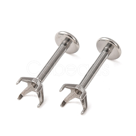 304 Stainless Steel Prong Earring Settings SA-CBA8B85-11B-02-1