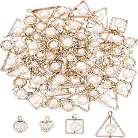 80Pcs 4 Style ABS Plastic Imitation Pearl Pendants PACR-CA0001-11-1