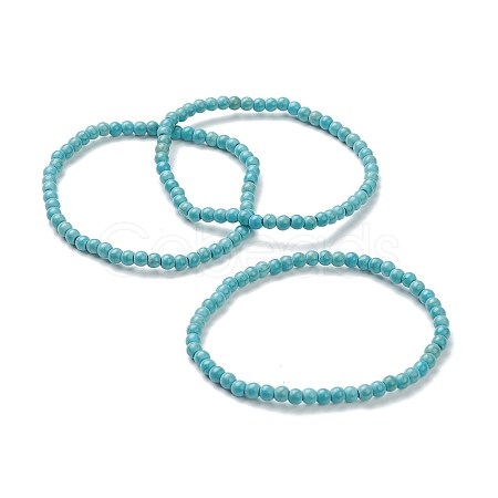 Synthetic Turquoise Beaded Stretch Bracelets BJEW-A117-A-18-1