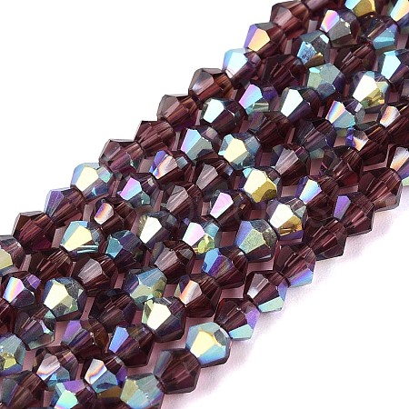 AB Color Plated Transparent Glass Beads Strands GLAA-G127-01-01K-1