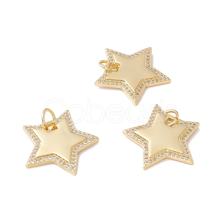 Brass Micro Pave Clear Cubic Zirconia Pendants X-KK-G415-16G-1