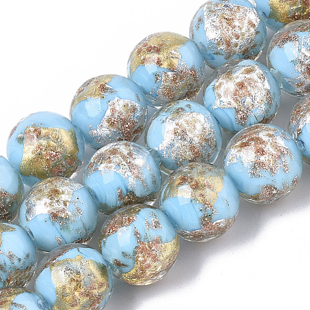 Handmade Gold Sand Lampwork Bead Strands X1-FOIL-T003-01C-1