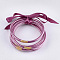 PVC Plastic Buddhist Bangle Sets, Jelly Bangles, with Glitter Powder and Polyester Ribbon, Medium Violet Red, 2-1/2 inch(6.3cm), 5pcs/set