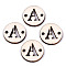 Unfinished Natural Poplar Wood Links Connectors, Laser Cut, Flat Round with Word, Letter.A, 19.5x2.5mm, Hole: 2mm