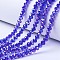 Electroplate Glass Beads Strands, AB Color Plated, Faceted, Rondelle, Blue, 6x5mm, Hole: 1mm, about 83~85pcs/strand, 38~39cm