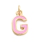 Rack Plating Brass Pendants, with Enamel and Jump Ring, Cadmium Free & Lead Free, Long-Lasting Plated, Real 18K Gold Plated, Letter, Letter G, 11.5x7x1mm, Hole: 2.5mm