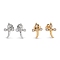 Brass Micro Pave Clear Cubic Zirconia Stud Earrings, with Ear Nuts, Long-Lasting Plated, Dagger, Mixed Color, 13.5x9.5x2mm, Pin: 0.4mm