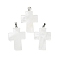 Natural Quartz Crystal Pendants, Rock Crystal Religion Cross Charms with Rack Plating Platinum Tone Brass Snap on Bails, 35x23x9mm, Hole: 7x4mm