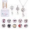 DIY Interchangable Pendant ID Card Holder Necklace Making Kit, Including Glass Snap Cabochon, Heart Alloy Snap Base Settings, 304 Stainless Steel Cable Chains Necklaces, Heart Pattern, 15Pcs/box