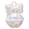 Creamy Color Acrylic Pendants, Bow bell, WhiteSmoke, 24x17mm, Hole: 2mm