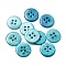 Freshwater Shell Buttons, 4-Hole, Flat Round, Sky Blue, 14x1.7~2.2mm, Hole: 1.6mm