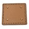 Imitation PU Leather Bottom, Square with Round Corner & Alloy Brads, Litchi Grain, Bag Replacement Accessories, Camel, 14.1x14.1x0.4~1.1cm, Hole: 5mm