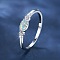 Alloy Rhinestone Plain Band Rings, Oval, Platinum, US Size 9(18.9mm)