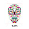 Heat Tranfer Printing Luminous Body Art Face Tattoo Sticker, Skull, for Halloween, Colorful, 21x15cm