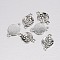 Alloy Pendants, Lead Free and Cadmium Free, Flat Round with Flower, Antique Silver, 17x11x2mm, Hole: 1.5mm