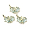 Real 18K Gold Plated Brass Glass Pendants, Heart with Bowknot Charm, Lead Free & Cadmium Free, Long-Lasting Plated, Pale Turquoise, 14x19x6mm, Hole: 2.5x4mm