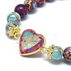 Natural Regalite/Imperial Jasper/Sea Sediment Jasper Heart Link Bracelets G-G974-07-3