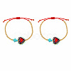 2Pcs 2 Colors Dyed Synthetic Turquoise Cross and Glass Heart Braided Bead Bracelets for Women PE0777-4-1