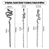 SUPERFINDINGS 6Pcs 6 Style Alloy Rhinestone Hair Sticks OHAR-FH0001-12-2