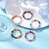 Dyed & Heated Round Natural Agate Beads Stretch Rings for Women RJEW-JR00694-2