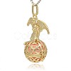 Golden Tone Brass Hollow Round Cage Pendants KK-J242-05G-2