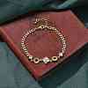 Brass Micro Pave Clear Cubic Zirconia Link Bracelets BJEW-U020-21G-2