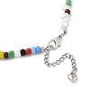 Bohemian Round Glass Seed Beaded Necklaces with Antique Silver Tone Alloy Heart Charms NJEW-JN05216-4