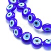 Handmade Evil Eye Lampwork Flat Round Bead Strands LAMP-L058-10mm-12-3
