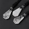Natural Quartz Crystal Hexagon Pendant Necklace with Nylon Cord NJEW-G094-A07-1
