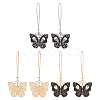 3 Pair 3 Color Enamel Butterfly with Skull Hoop Earrings EJEW-AN0002-46-1