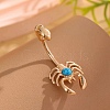 Scorpion Brass Synthetic Turquoise Curved Barbell Belly Rings AJEW-L099-02G-1