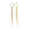 Clear Cubic Zirconia & Crystal Rhinestone Long Tassel Dangle Stud Earrings EJEW-C037-07G-LG-2