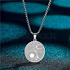 Stainless Steel Viking Moon Sun Tree of Life Flat Round Pendant Box Chain Necklaces PW-WG93B99-01-1