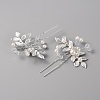 Wedding Bridal Alloy Rhinestone Hair Forks MRMJ-WH0012-28-2