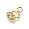 Rack Plating Brass Micro Pave Cubic Zirconia Pendants KK-H508-28G-04-2