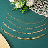 4Pcs 4 Styles Brass Paperclip & Cuban Link 7 Curb Chains AJEW-TAC00042-6