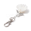 4Pcs 4 Styles Angel Alloy & Wire Wrapped Natural Shell Pendant Decorations HJEW-JM02017-5