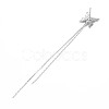 Brass Micro Pave Clear Cubic Zirconia Asymmetrical Stud Earring Findings KK-S356-775-6