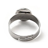 Flat Round K9 Glass Adjustable Ring RJEW-G253-01C-P-4