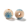 Printed Wood European Beads WOOD-Z002-08G-2