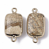 Edge Golden Plated Natural Picture Jasper Links connectors G-S359-034E-2
