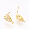Brass Micro Pave Cubic Zirconia Stud Earring Findings X-KK-F753-04G-RS-2