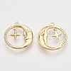 Brass Micro Pave Clear Cubic Zirconia Pendants X-KK-T054-18G-NF-2