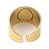 Ion Plating(IP) 304 Stainless Steel Enamel Oval Cuff Finger Rings RJEW-L107-080B-G-3