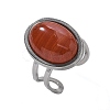 Oval Natural Red Jasper Finger Rings RJEW-M062-02P-14-2