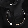Round Plastic Imitation Pearl Stud Earrings & Heart Cubic Zirconia Rhinestone Cuff Choker Necklaces Sets SJEW-U003-10G-2