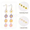 3 Pairs 3 Colors Enamel Daisy Flower Dangle Earrings EJEW-AN0001-41-3