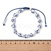 Handmade Flower Printed Porcelain Ceramic Braided Beaded Bracelets for Women BJEW-JB14194-4